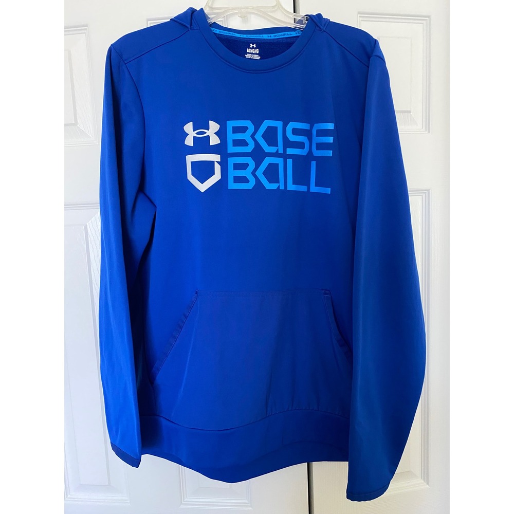 Under Armour Baseball Hoodie Mens Large Blue Graphic Fleece Pullover